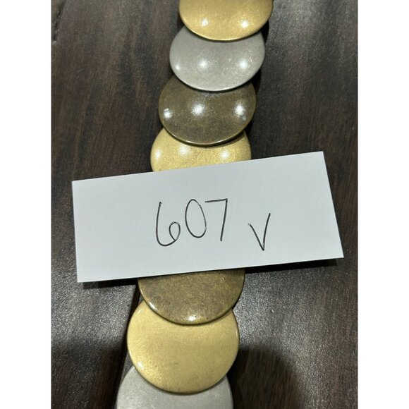 Princess Gardner Metal Disc Belt Gold Silver Sz XL Elastic Classic Stretch NWT - Picture 6 of 7